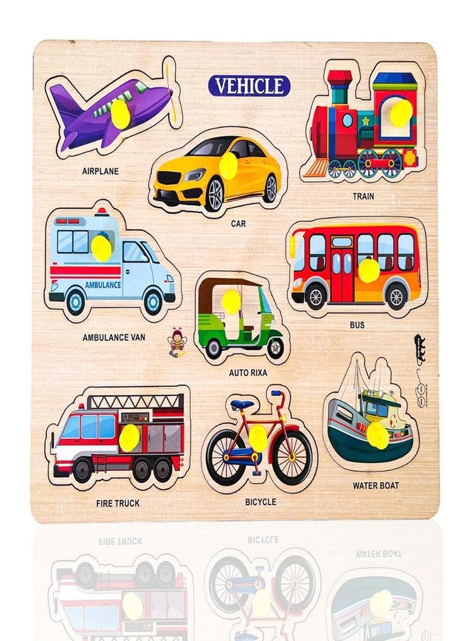 Bugbee Toys Wooden Transport Puzzle for Kids | Montessori Educational Vehicle Puzzle Board | Bright Color Jigsaw for Toddlers | Learn Cars, Trains, Planes & Boats | 28x22 cm (Transport Wooden Big) - Image 4